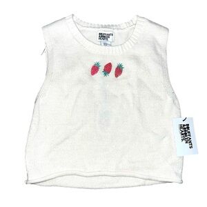 Bouffants and broken hearts strawberry knitted vest